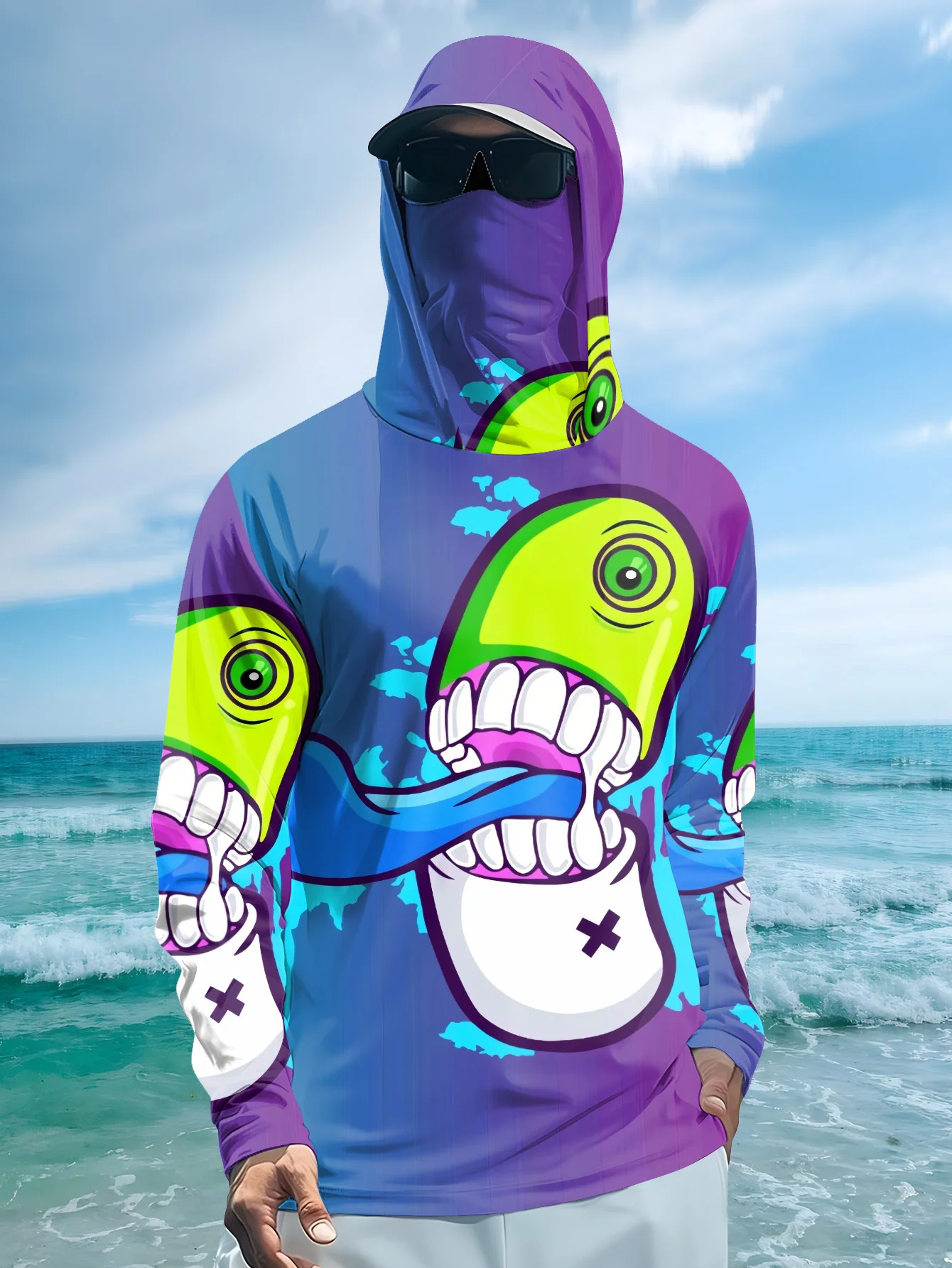 Men Cartoon Monster Graffiti F - Fishing Mask Sun Protection recension och pris